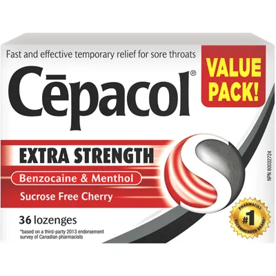 Cepacol® Extra Strength Sucrose Free Cherry Value Pack, Sore Throat Lozenges, 36 ct