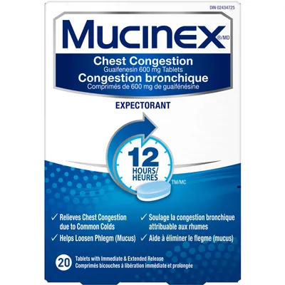 Chest Congestion Guaifenesin 600 mg Tablets Expectorant (Cough Medicine