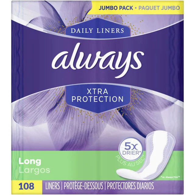 Always Anti-Bunch Xtra Protection Daily Liners Long Unscented