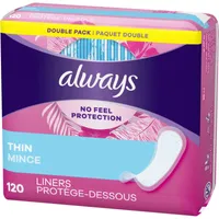 Always Thin No Feel Protection Daily Liners Regular Absorbency Unscented, Breathable Layer Helps Keep You Dry