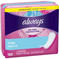 Always Thin No Feel Protection Daily Liners Regular Absorbency Unscented, Breathable Layer Helps Keep You Dry