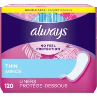 Always Thin No Feel Protection Daily Liners Regular Absorbency Unscented, Breathable Layer Helps Keep You Dry