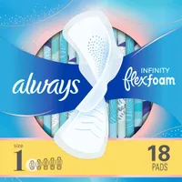 Infinity Flex Foam with Wings, Size 1, Regular Flow, Unscented, 18 Pads