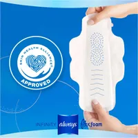 Always Infinity FlexFoam Pads for Women Size Heavy Flow Absorbency, Zero Leaks & Zero Feel is possible, with Wings Unscented