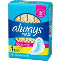 Always Maxi Pads Size 2 Long Super Absorbency Unscented with Wings