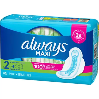  Always Ultra Thin, Feminine Pads For Women, Size 2 Long Super  Absorbency, With Wings, Unscented, 42 Count : Health & Household