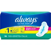 Always Ultra Thin Pads, Size 1 Regular Absorbency, Unscented with