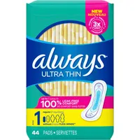 Always Ultra Thin, Size 1, Regular Pads With Wings, Unscented, 36 Ct - 36  ea