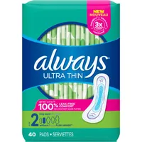 Always Ultra Thin Pads Size 2 Long Absorbency Unscented without Wings