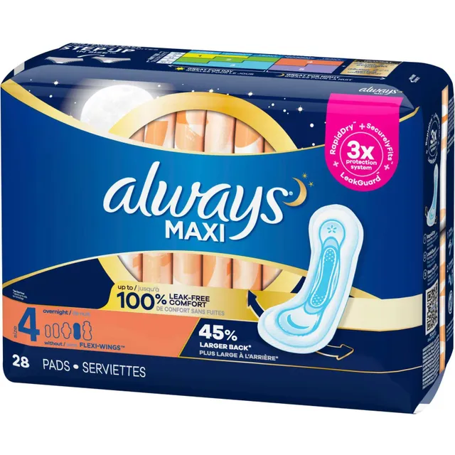 Always Maxi Pads Size 1 Regular Absorbency Unscented without Wings
