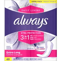 Xtra Protection 3-in-1 Daily Liners for Women, Extra Long, 36 CT