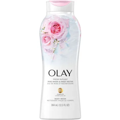 Olay Fresh Outlast Rose Water & Sweet Nectar Body Wash, 364 mL