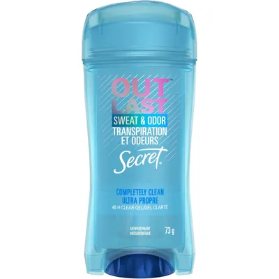Secret Outlast Sweat & Odor Clear Gel Women's Antiperspirant Deodorant, Completely Clean Scent, 73 grams