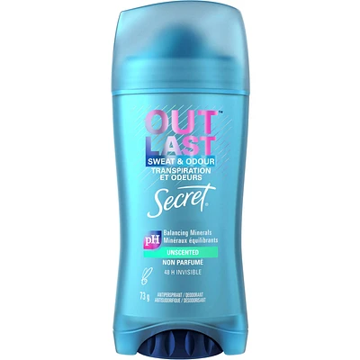Secret Outlast Sweat & Odor Invisible Solid Women's Antiperspirant Deodorant, Unscented, 73 g