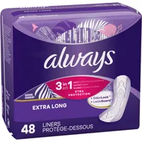 Always Anti-Bunch Daily Liners Xtra Protection Long Unscented, 48