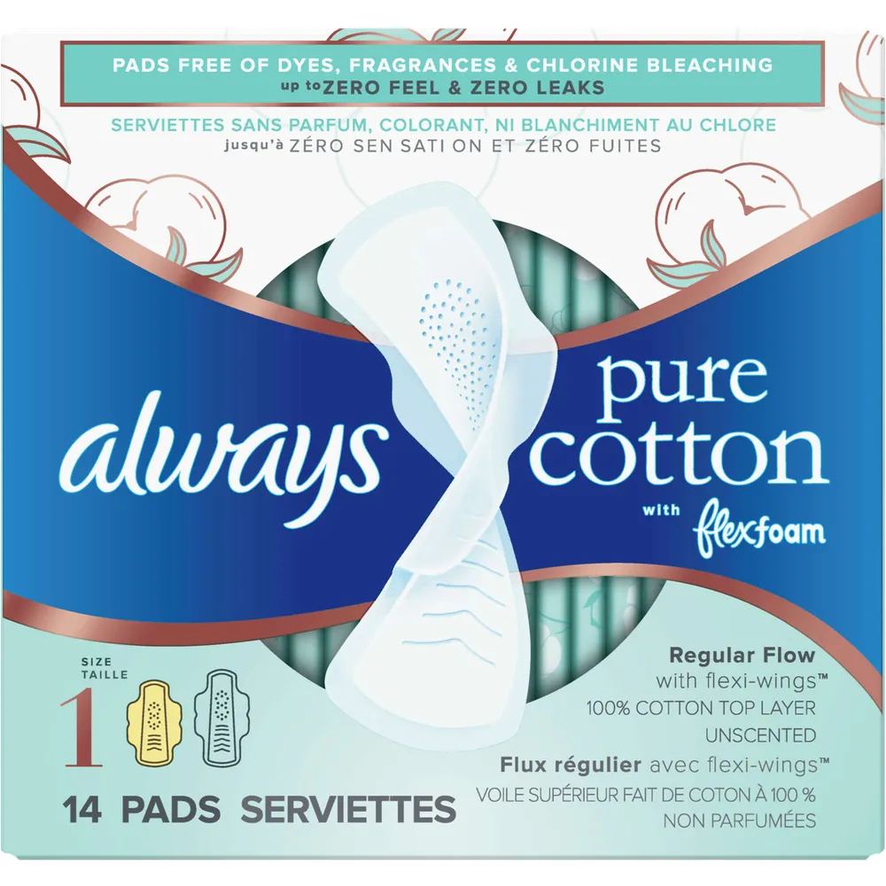 Always InFinity FlexFoam Pads With Wings Regular Absorbency Size 1