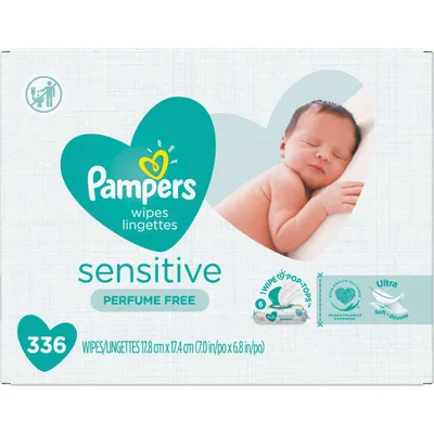 Pampers Baby Wipes Sensitive Perfume Free 6X Pop-Top Packs 336 Count