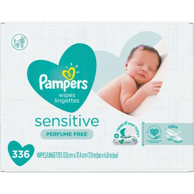 Pampers Aqua Pure Sensitive Baby Wipes 6X Pop-Top 336 Count