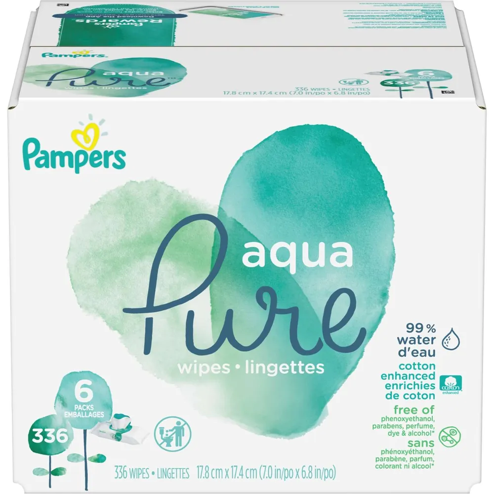 Pampers Aqua Pure Sensitive Baby Wipes 6X Pop-Top 336 Count