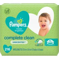 Pampers Baby Wipes Complete Clean Unscented 3X Pop-Top 216 Count