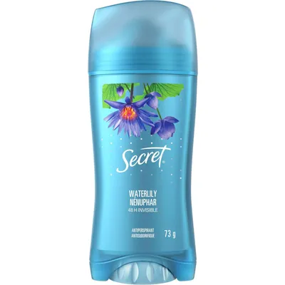 Secret Invisible Solid Antiperspirant and Deodorant, Waterlily Scent, 73 grams