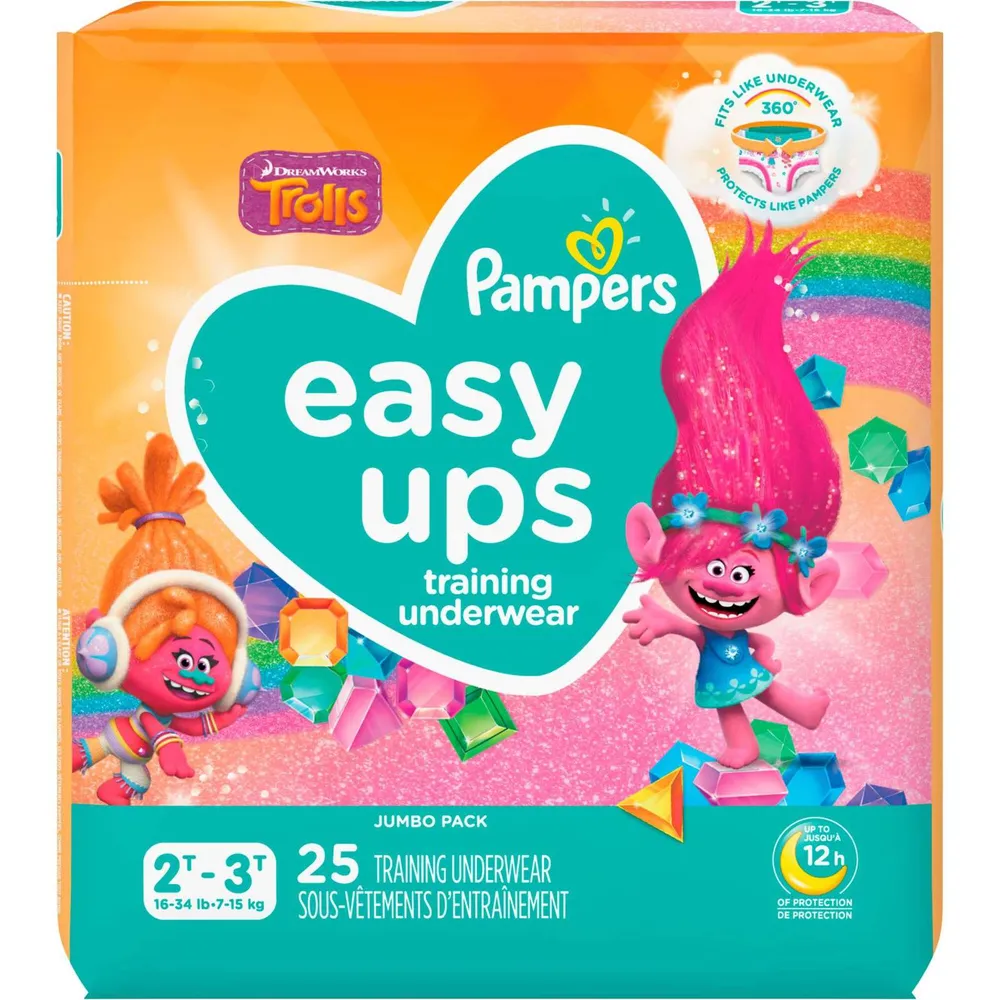 Pampers Easy Ups Training Underwear Girls Size 4 2T-3T 25 Count