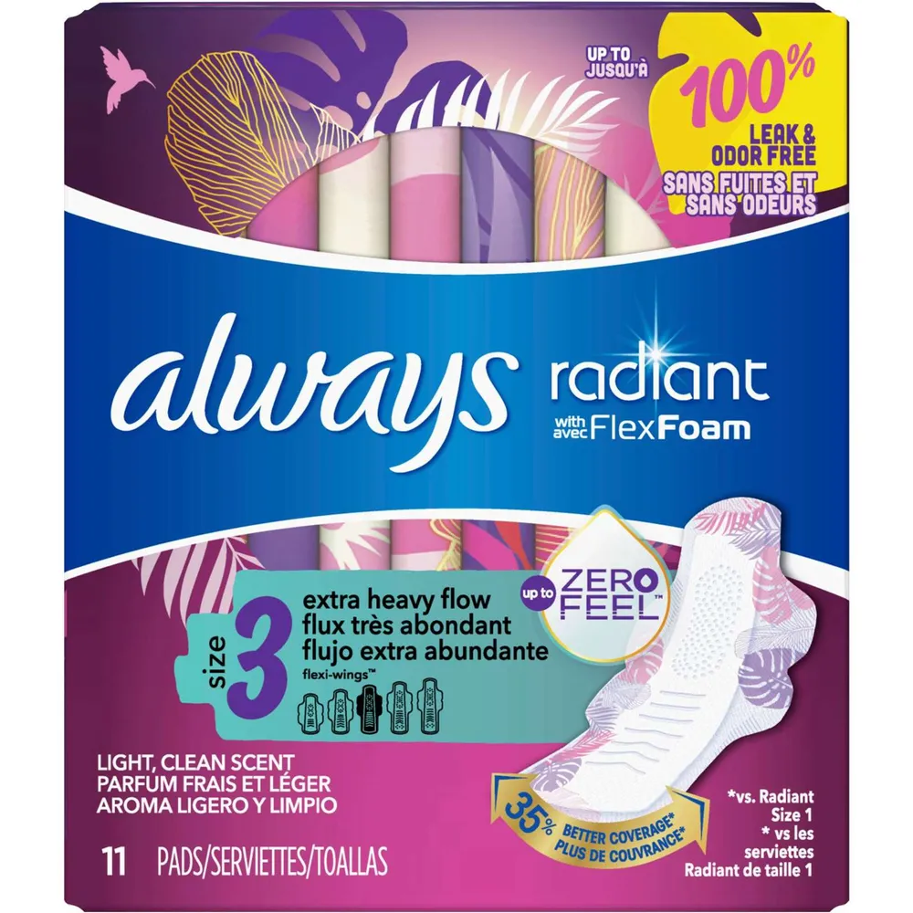  Always Always Radiant Pads, Size 1, Regular Absorbency, Scented  76 Ct. : Health & Household