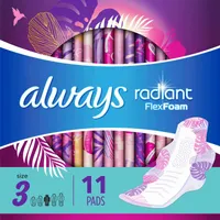 Always Radiant Pads, Size 3, Extra Heavy Flow Absorbency, Scented, 11 Count