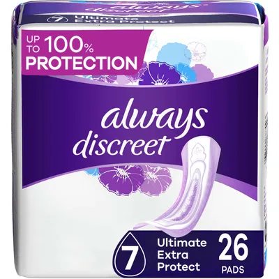Incontinence Pads for Women and Postpartum Pads, Ultimate Extra Protect, 26 CT, up to 100% Bladder Leak Protection