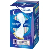 Always Pure Cotton with FlexFoam Pads for Women Size 4 Overnight  Absorbency, Up to 12 hours Zero Leaks, Zero Feel Protection, with Wings, 20  Count