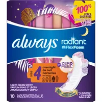  Always Radiant FlexFoam Teen Pads Regular Absorbency