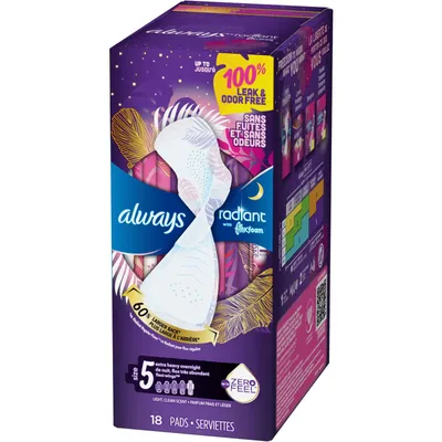 Always InFinity FlexFoam Pads With Wings Extra Heavy Overnight Absorbency  Size 5 Unscented, 30 count - Kroger