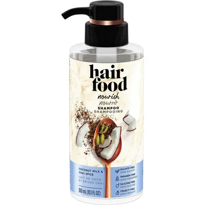 Hair Food Coconut & Chai Spice Sulfate Free Shampoo, 300 mL, Dye Free Nourishment
