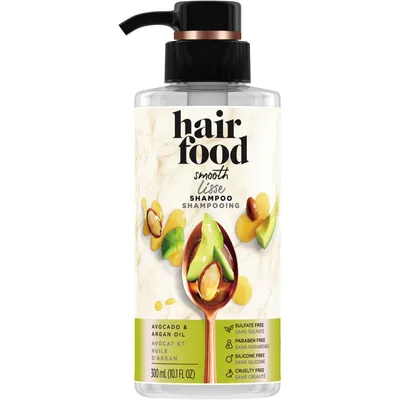Hair Food Avocado & Argan Oil Sulfate Free Shampoo, 300 mL, Dye Free Smoothing