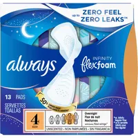 Infinity FlexFoam Pads for Women Size 4 Overnight Absorbency, 13 Count