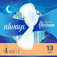 Infinity FlexFoam Pads for Women Size 4 Overnight Absorbency, 13 Count