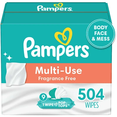 Baby Wipes Multi-Use Fragrance Free 9X Pop-Top Packs