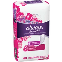 Always Discreet Incontinence Liners, Very Light Absorbency, Regular Length