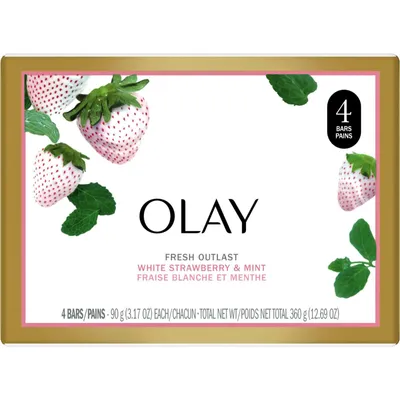 Olay Fresh Outlast Cooling White Strawberry & Mint Beauty Bar 90 g, 4 count 