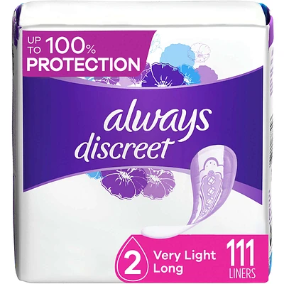 Incontinence Liners, Very Light Absorbency, Long Length, 111 CT for bladder leaks