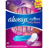 Always Radiant Panty Liners Regular Unscented 48 Count