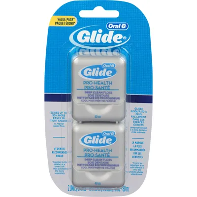 Oral-B Glide Pro-Health Deep Clean Dental Floss, Cool Mint, 40 m, Pack of 2