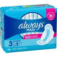 Always Maxi Pads Size 3 Extra Long Super Absorbency Unscented with Wings
