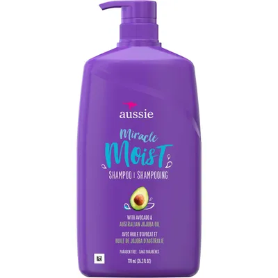 Aussie Paraben-Free Miracle Moist Shampoo w/ Avocado & Jojoba Oil For Dry Hair, 778 mL