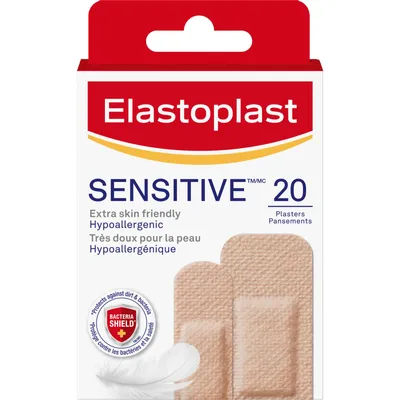 Elastoplast Sensitive Light Skin Tone Adhesive Bandages, 20 Strips