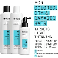 Scalp + Hair Thickening System 3 - Hair Thickening System for Colored Or dry damaged Hair with Light Thinning - Includes Shampoo, Conditioner and Scalp Treatment