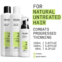 Scalp + Hair Thickening System 2 - Hair Thickening System for Natural Hair with Progressed Thinning - Includes Shampoo 150ml, Conditioner 150mland Scalp Treatment 50ml