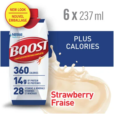 PLUS Calories Strawberry Formulated Liquid Diet Drink,6 x 237 ml