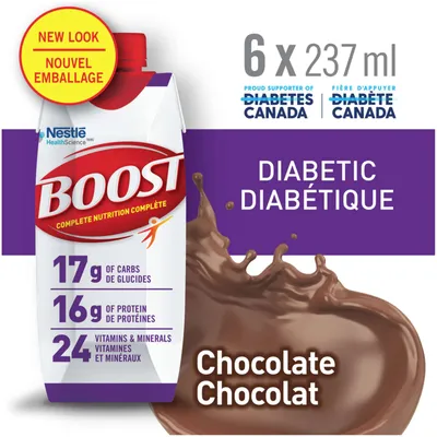 Diabetic Chocolate Nutritional Supplement Drink, Pack of 6, 6 x 237 ml
