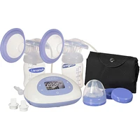 SignaturePro Double Electric Breast Pump, Portable, LCD Display, Includes Breast Pump Bag, 25mm Breast Pump Flanges and 2 Lansinoh Baby Bottles